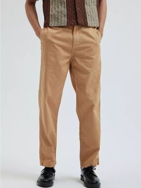 Urban Outfitters Tan Elastic Waist Pants M Casual Relaxed Fit Chino Streetwear